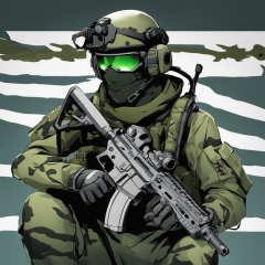 shadow-company-green-camo-rifle-tactical-helmet-fingerless-gloves-anime-male-blue-eyes