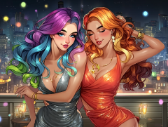 Dancing on a rooftop bar