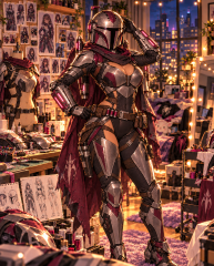Nicole female Mandalorian new design cosplay wearing helmet.png